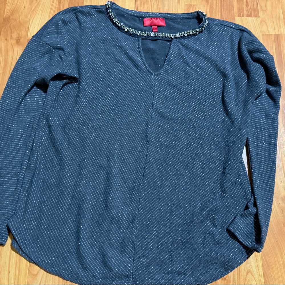 Gray Beaded Women's Top